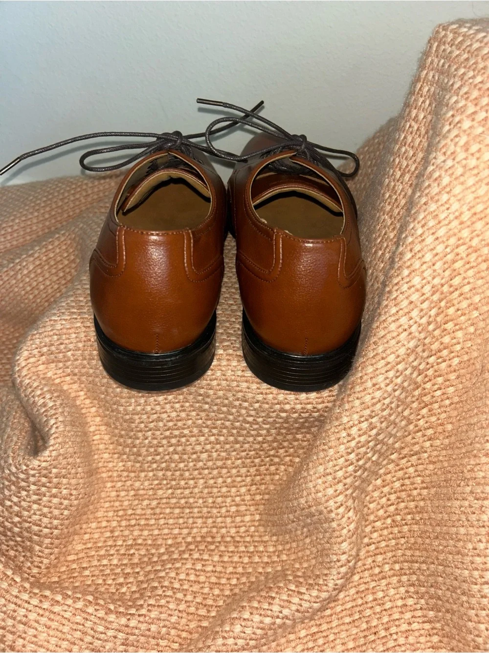 NEW Vance Tru Comfort  Men's Tan Leather Derby Shoes Lace-Up Dress Shoes Sz 10